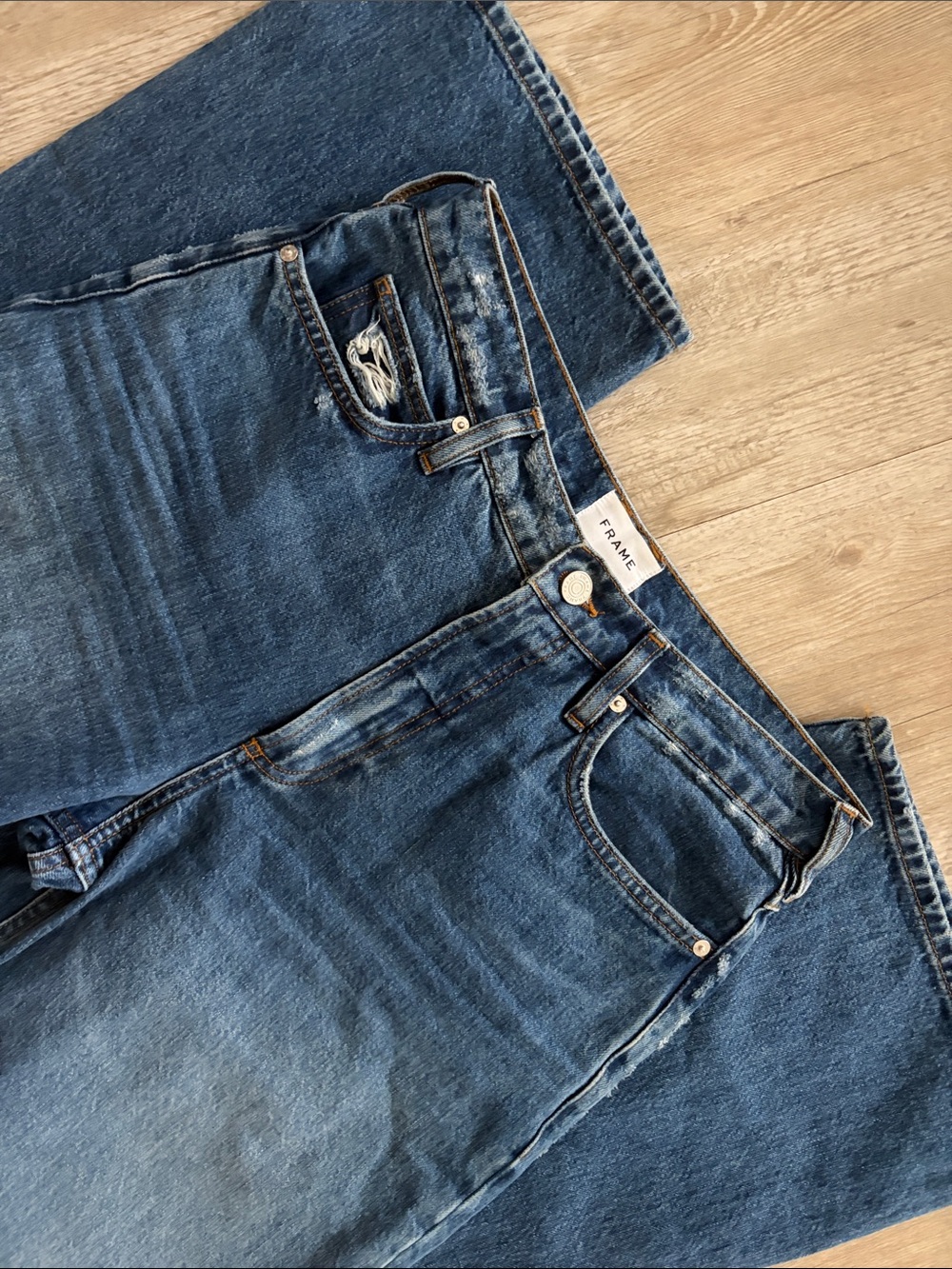 Frame Denim Women's Classic High-Rise Blue Denim Jeans Wide Leg